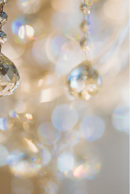 Sparkling crystals with blurred bokeh background.